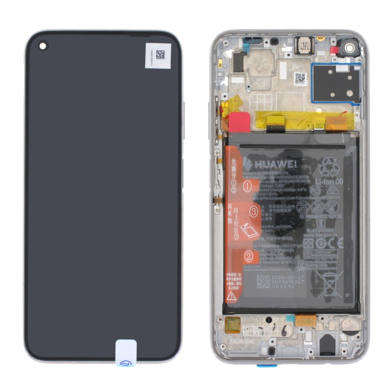 Pantalla Huawei P40 lite plata con marco y batería ORIGINAL